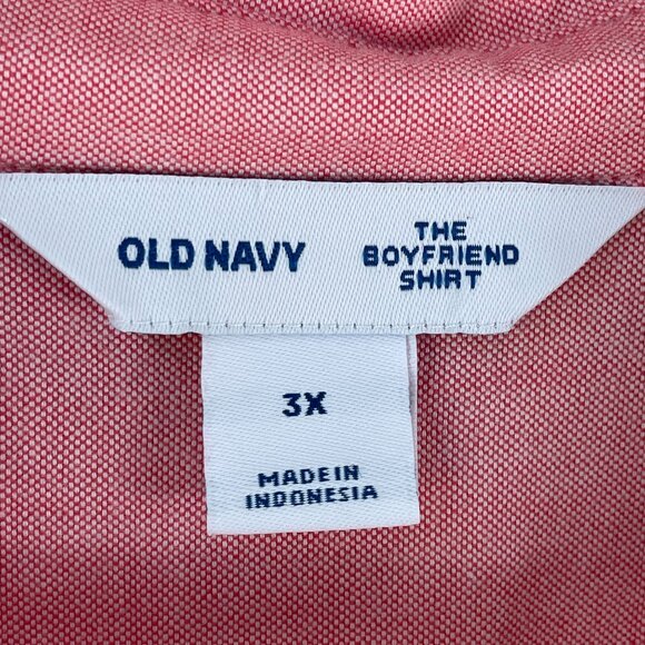 NEW Old Navy Womens Plus 3X Boyfriend Shirt Pink Cotton Button Up Top - Picture 3 of 9